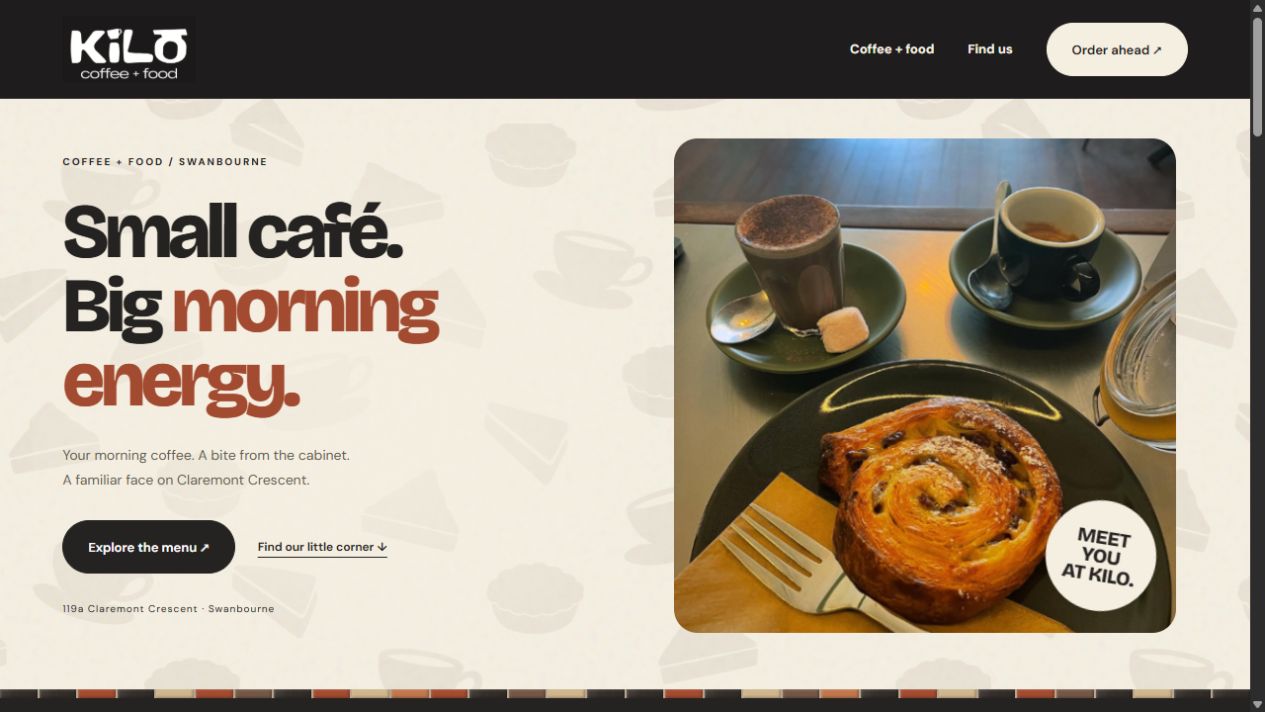 Kilo Café website concept — click to explore